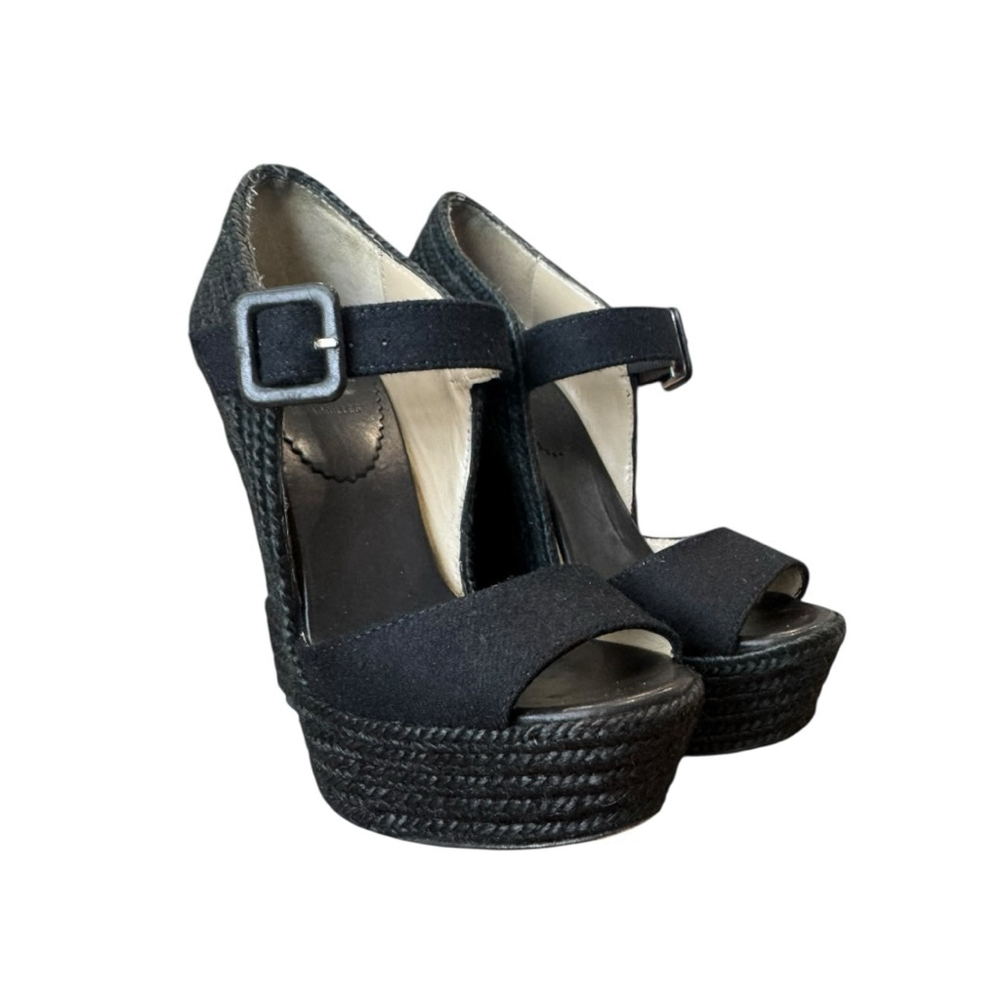 Christian Louboutin Jute Praia Wedge Espadrilles Black Size 35 - Picture 2 of 9